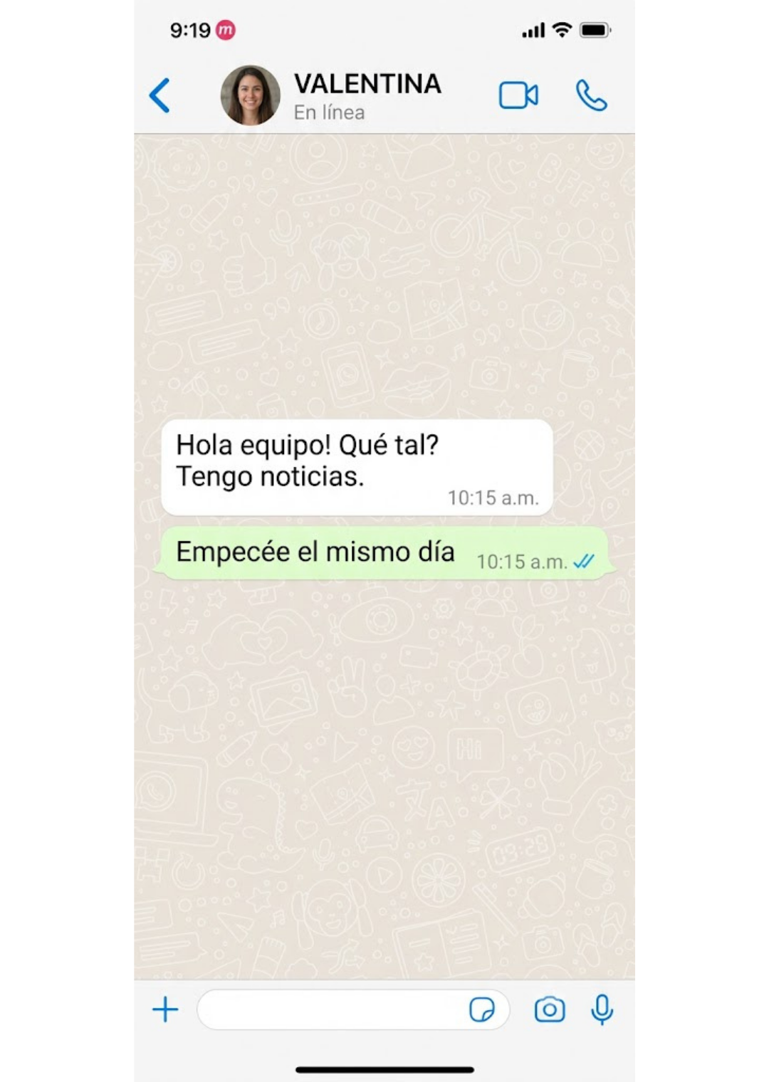 Valoración por WhatsApp: “Empecé el mismo día”