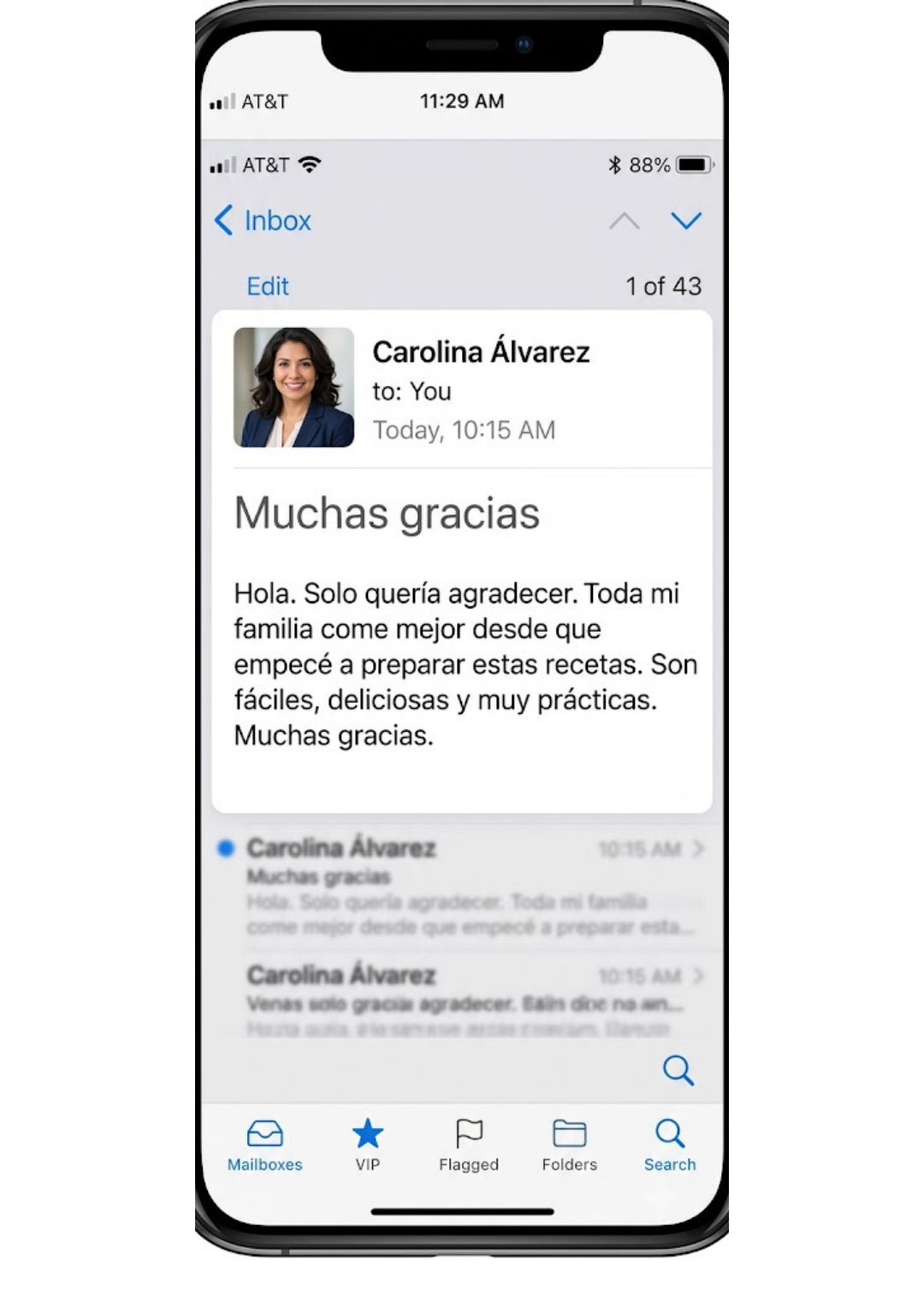 Valoración por Email: “Toda mi familia come mejor”